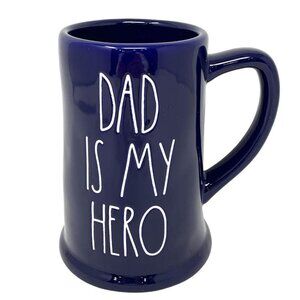 Rae Dunn Ceramic Beer Stein (Dad Is My Hero/Dark Navy Blue)